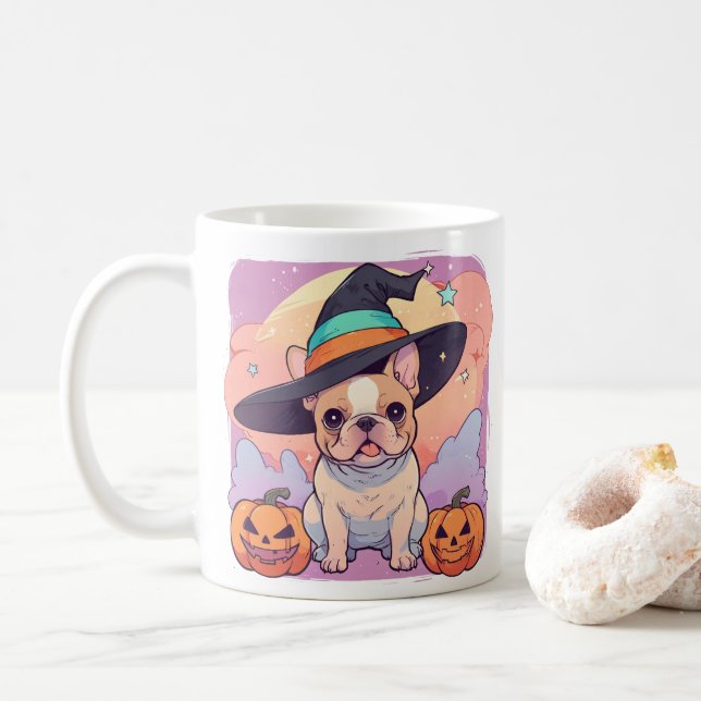 Niedlicher französischer Bulldog-Pastellhut Kaffeetasse (Mit Donut)