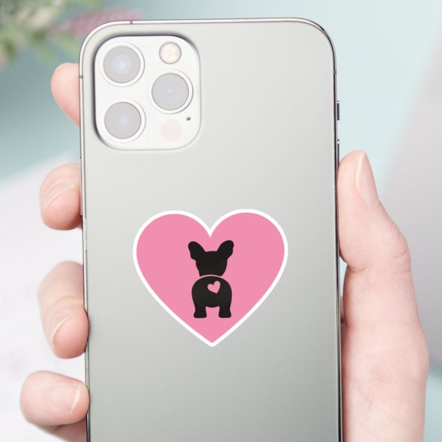 Niedlicher französischer Bulldog Pink Heart Schwan Aufkleber (Von Creator hochgeladen)