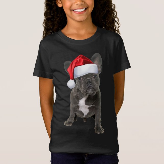 Niedlicher französischer Bulldog Puppy Weihnachtsm T-Shirt (Vorderseite)