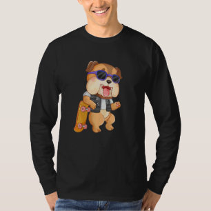 Niedlicher französischer Bulldog Skateboarding Hun T-Shirt