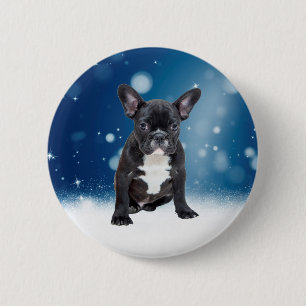 Niedlicher französischer Bulldog Snow Stars Button