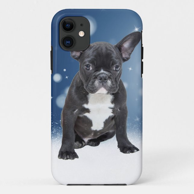 Niedlicher französischer Bulldog Snow Stars Case-Mate iPhone Hülle (Rückseite)