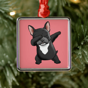 Niedlicher französischer Bulldog trinken Ornament Aus Metall