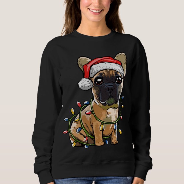 Niedlicher französischer Bulldog Weihnachtsbaum Li Sweatshirt (Vorderseite)