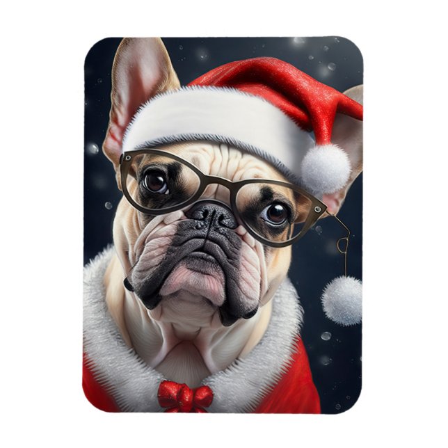 Niedlicher französischer Bulldog Weihnachtsgeschen Magnet (Vertikal)