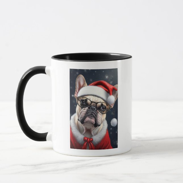 Niedlicher französischer Bulldog Weihnachtsgeschen Tasse (Links)