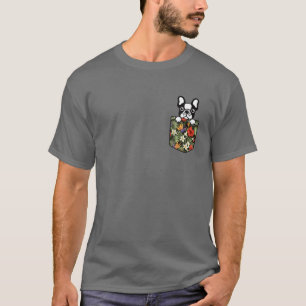 Niedlicher französischer Bulldoghund in der Blume T-Shirt