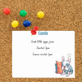 niedlicher französischer Hund, gekleidet, Tier, so Post-it Klebezettel