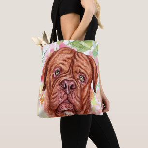 Niedlicher französischer Mastiff mit rosa Blume-Mu