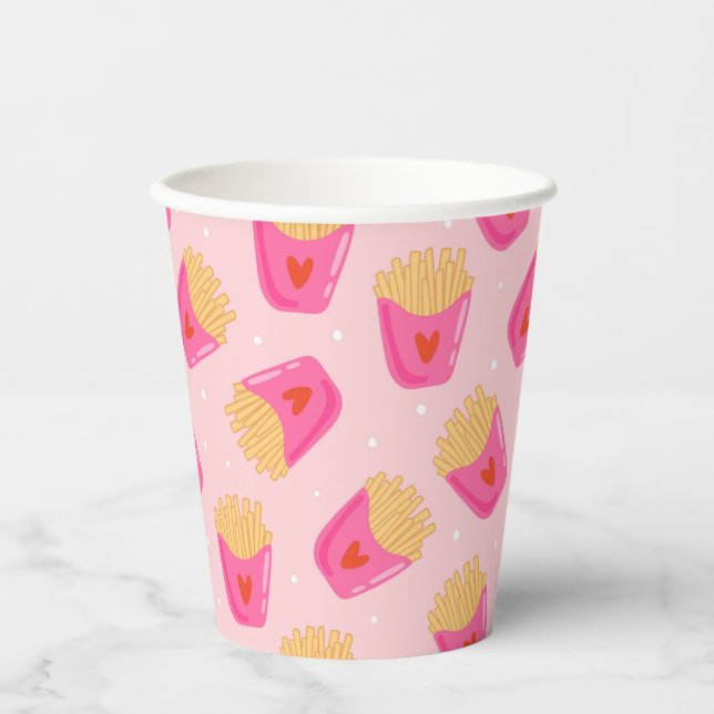 Niedlicher französischer Pommes frites Paper Cup Pappbecher (Vorderseite)