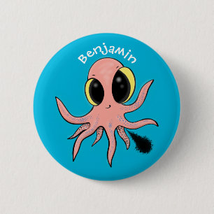 Niedlicher, freche Kraken-Cartoon Button