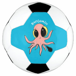 Niedlicher, freche Kraken-Cartoon Fußball