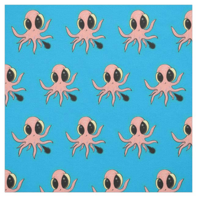 Niedlicher, freche Kraken-Cartoon Stoff (Muster)