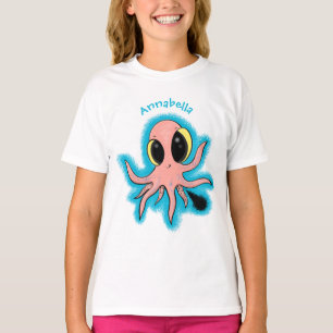 Niedlicher, freche Kraken-Cartoon T-Shirt