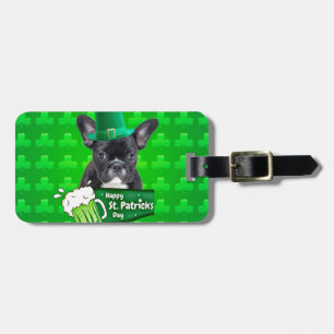 Niedlicher French Bulldog Welppy Hat St. Patrick D Gepäckanhänger