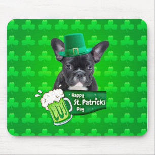 Niedlicher French Bulldog Welppy Hat St. Patrick D Mousepad