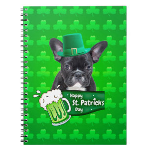 Niedlicher French Bulldog Welppy Hat St. Patrick D Notizblock