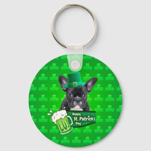 Niedlicher French Bulldog Welppy Hat St. Patrick D Schlüsselanhänger