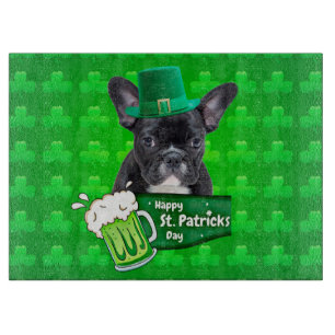 Niedlicher French Bulldog Welppy Hat St. Patrick D Schneidebrett