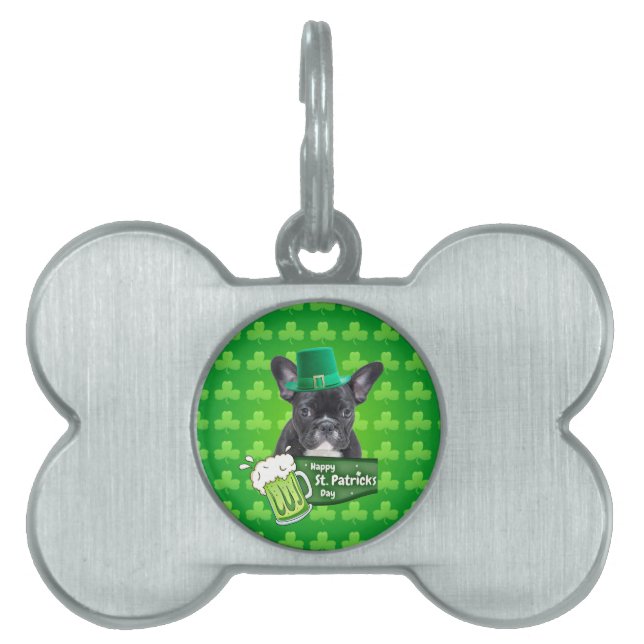 Niedlicher French Bulldog Welppy Hat St. Patrick D Tiermarke (Vorderseite)