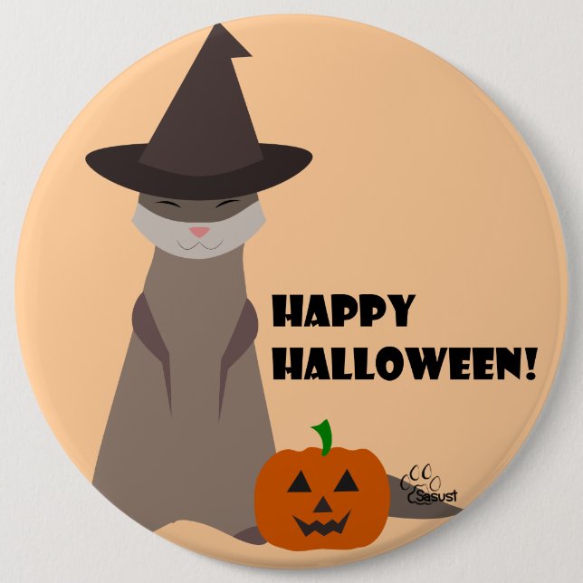 Niedlicher Frettchen-Halloween-Knopf Button (Vorderseite)