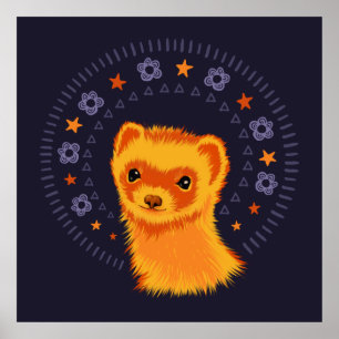 Niedlicher Frettkopf schmückend Tier Poster