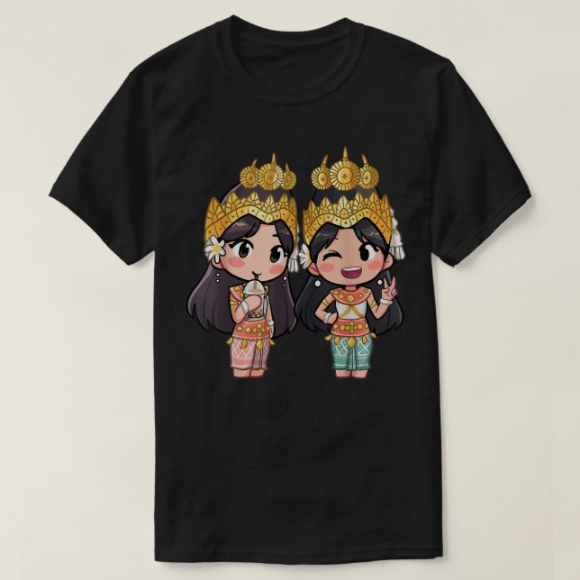 Niedlicher Freund von Chibi Style Cambodian Khmer  T-Shirt (Design vorne)