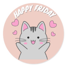 NIEDLICHER FRIDAY CAT CLASSIC ROUND STICKER