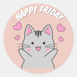 NIEDLICHER FRIDAY CAT CLASSIC ROUND STICKER
