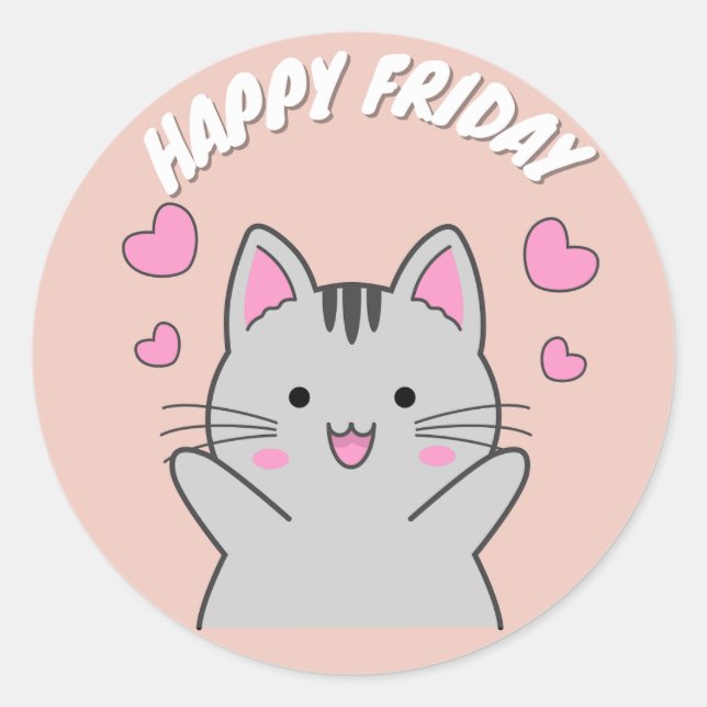 NIEDLICHER FRIDAY CAT CLASSIC ROUND STICKER (Vorderseite)