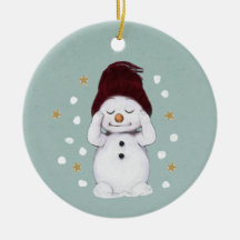 Niedlicher Friedlicher Schneemann Winter Blauer We