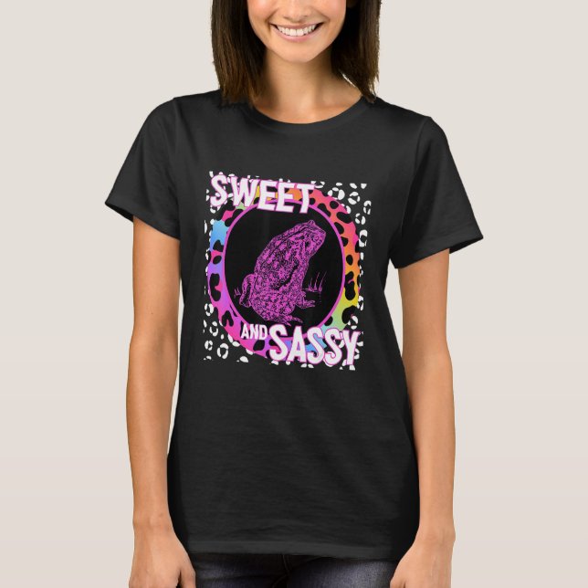 Niedlicher Frog 90er Nostalgie Regenbogen Leopard  T-Shirt (Vorderseite)