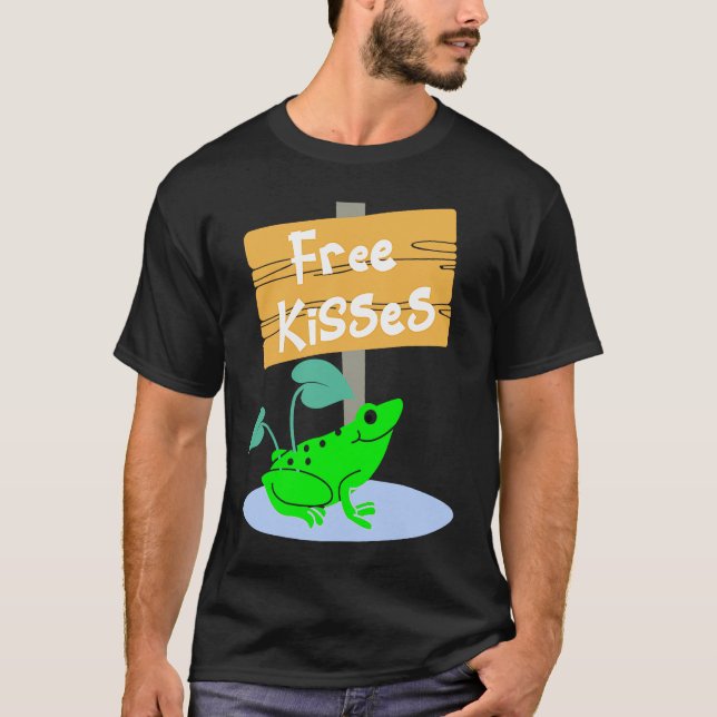 Niedlicher Frog bietet Freie Küsse an T-Shirt (Vorderseite)