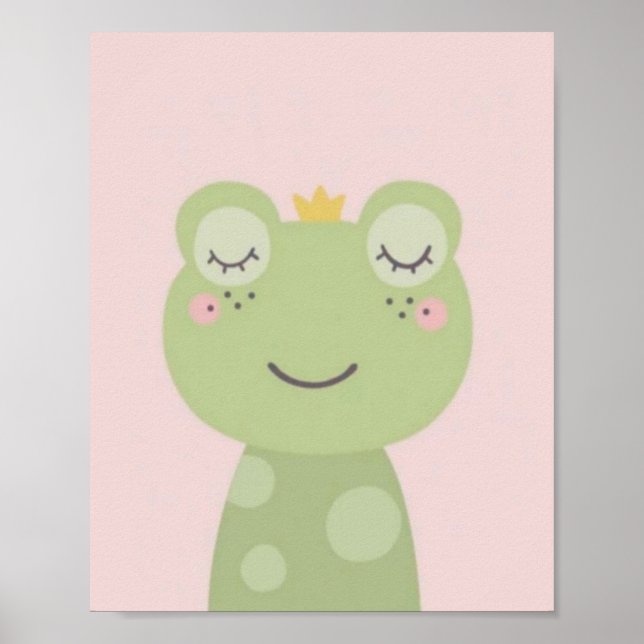 Niedlicher Frog.pink Hintergrund. Poster (Vorne)