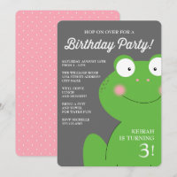 Niedlicher Froggy Geburtstagsparty Einladung / Ros