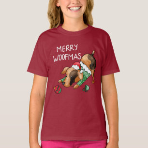 Niedlicher Frohe Weihnachten Weihnachten Hund Kind T-Shirt