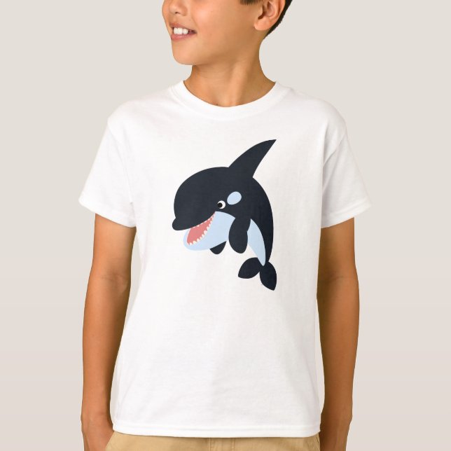 Niedlicher froher Cartoon Killer Whale Children T  T-Shirt (Vorderseite)