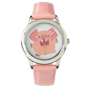 Niedlicher froher Cartoon Pig Watch Armbanduhr