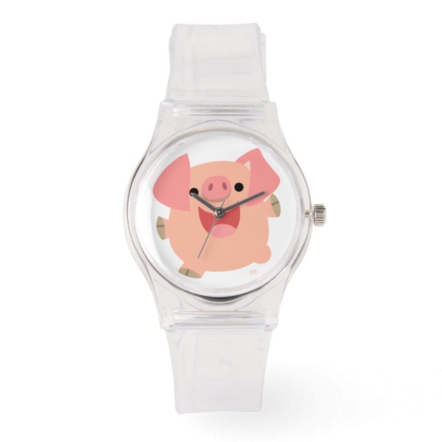 Niedlicher froher Cartoon Pig Women Sporty Watch Armbanduhr (Vorderseite)