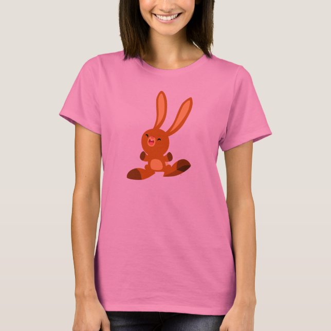 Niedlicher froher Cartoon Rabbit Women T - Shirt (Vorderseite)
