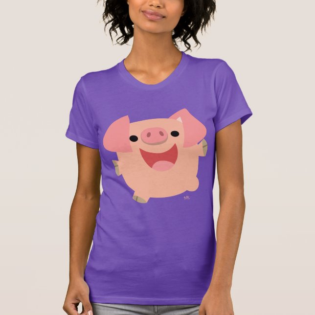 Niedlicher froher Cartoon Schweinefleisch T - Shir T-Shirt (Vorderseite)