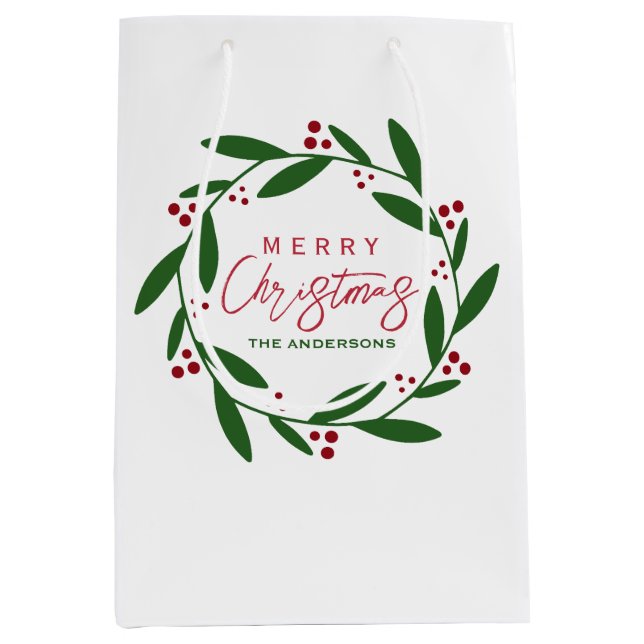 Niedlicher froher Weihnachtskranz Mittlere Geschenktüte (Vorderseite)