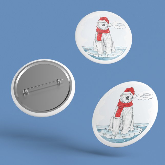 Niedlicher froher Weihnachtspolarbär Button (Von Creator hochgeladen)