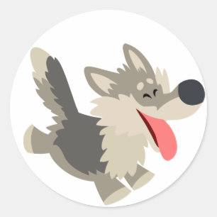 Niedlicher Frolicsome Cartoon Wolf Sticker