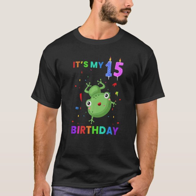 Niedlicher Frosch 15. Geburtstagsfrösche T-Shirt (Vorderseite)