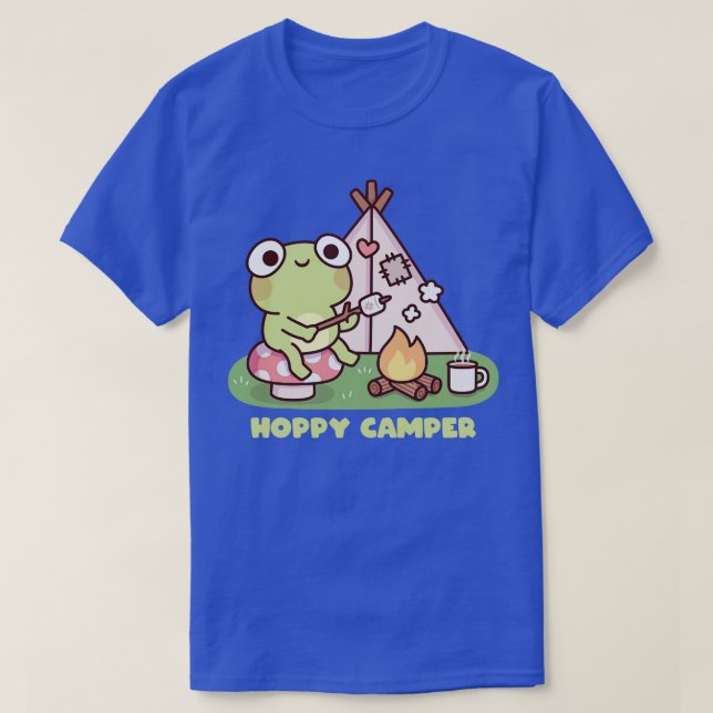 Niedlicher Frosch am Campfire Hoppy Camper Puff T-Shirt (Design vorne)