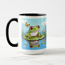 Niedlicher Frosch auf einem Lily Pad Niedlich Pers Tasse