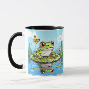 Niedlicher Frosch auf einem Lily Pad Niedlich Pers Tasse