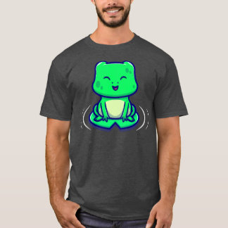 Niedlicher Frosch auf einem Sockel T-Shirt