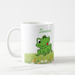 Niedlicher Frosch auf Grasname Kaffeetasse